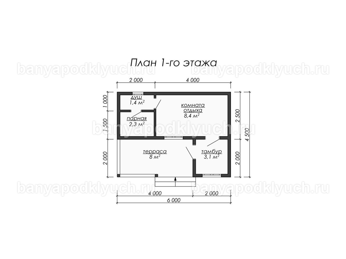Баня из бруса 6x4.5 м Баня из бруса 6x4.5 м