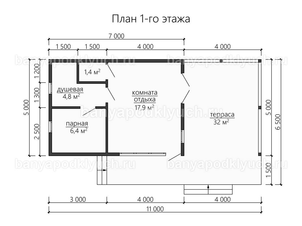 Каркасная баня 11x6.5 м Каркасная баня 11x6.5 м